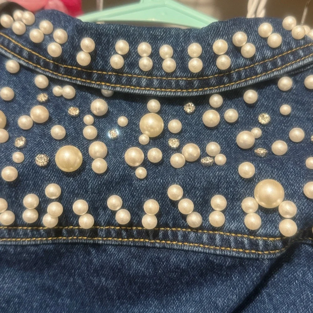 Pearl Embellished Denim Jacket - Picture 4 of 5